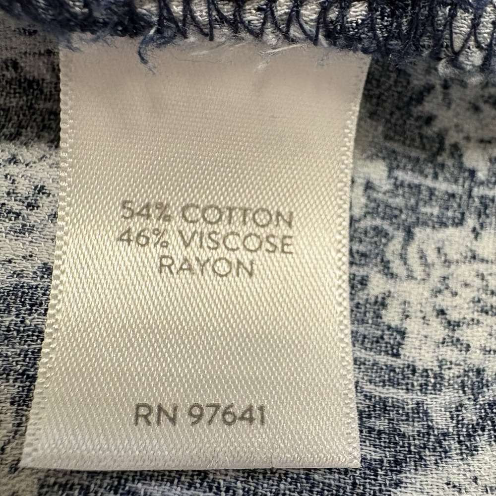 Pure Jill Tagged XL Tall Fits like a 2X Blue White Print Tunic Oversized Boho - Picture 9 of 10